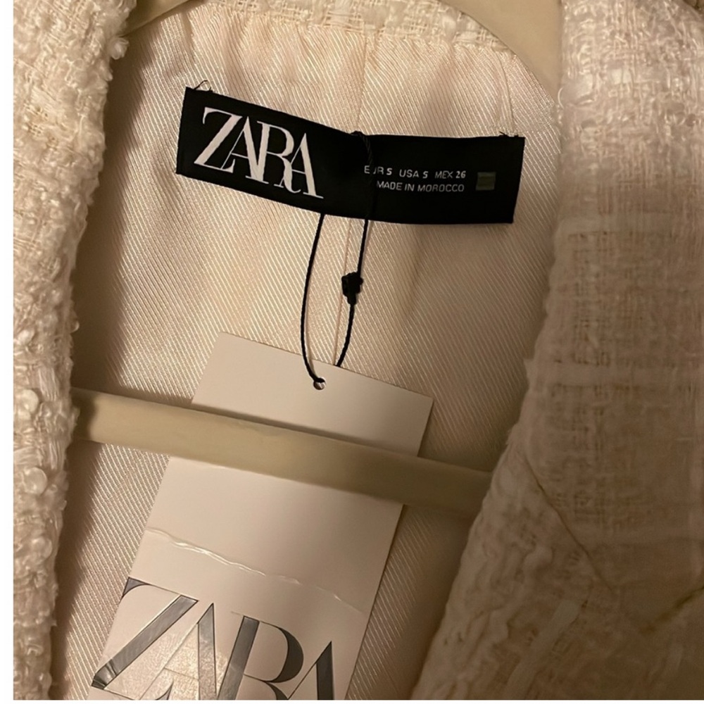 ZARA double breasted textured tweed jacket NWT size small - Picture 6 of 9